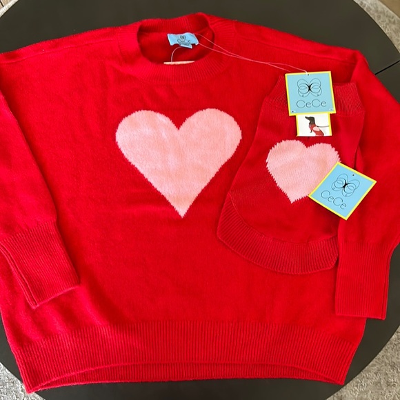 CeCe Sweaters Heart Sweater And Matching Dog Sweater Poshmark